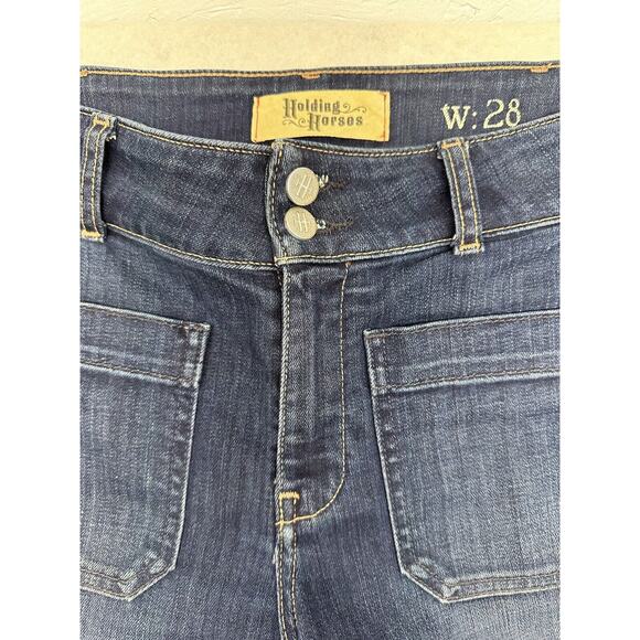 Anthro Holding Horses Bell Bottom Womens Jeans Size 28 Frayed Hem - Picture 2 of 10
